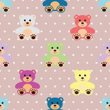 Seamless repeating pattern with cute bears Stock Illustration