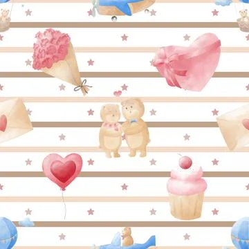 Seamless repeating pattern with cute bears Illustrazione stock