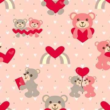 Seamless repeating pattern with cute bears Stock Illustration