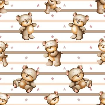 Seamless repeating pattern with cute bears Illustrazione stock
