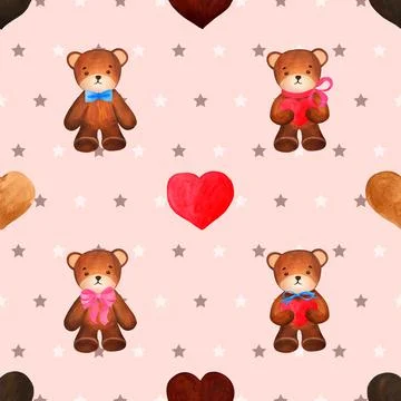 Seamless repeating pattern with cute bears Stock Illustration
