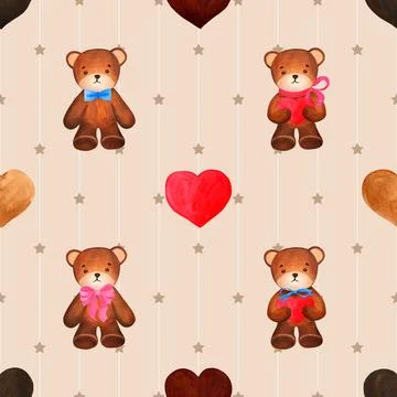 Seamless repeating pattern with cute bears Stock Illustration