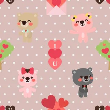 Seamless repeating pattern with cute bears Stock Illustration