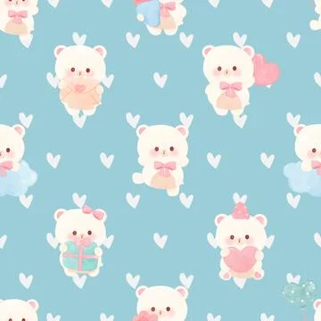Seamless repeating pattern with cute bears Stock Illustration