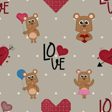 Seamless repeating pattern with cute bears Stock Illustration