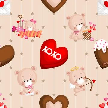 Seamless repeating pattern with cute bears Illustrazione stock