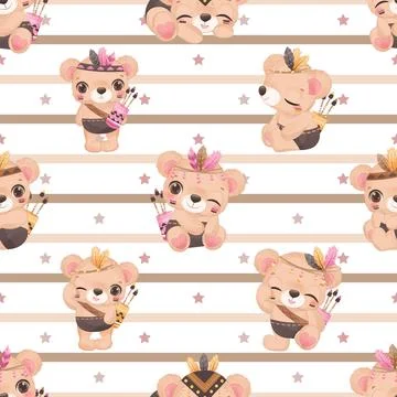 Seamless repeating pattern with cute bears Stock Illustration