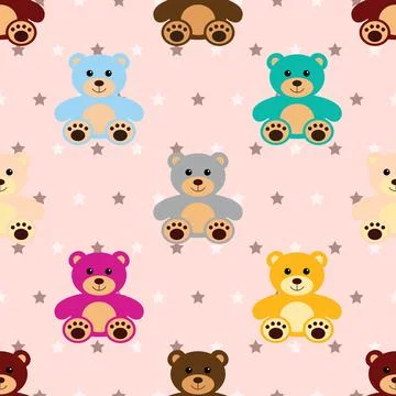 Seamless repeating pattern with cute bears Stock Illustration