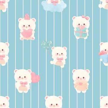 Seamless repeating pattern with cute bears Stock Illustration