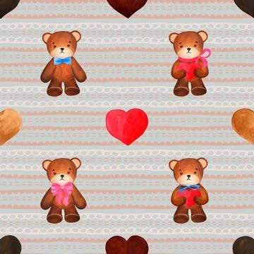 Seamless repeating pattern with cute bears Stock Illustration