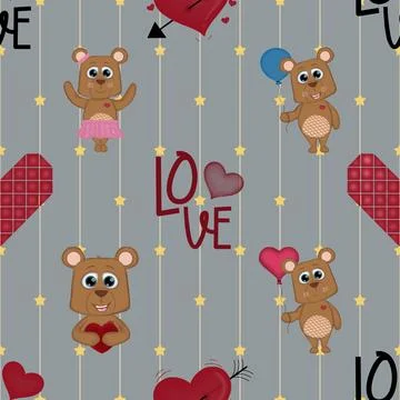 Seamless repeating pattern with cute bears Stock Illustration