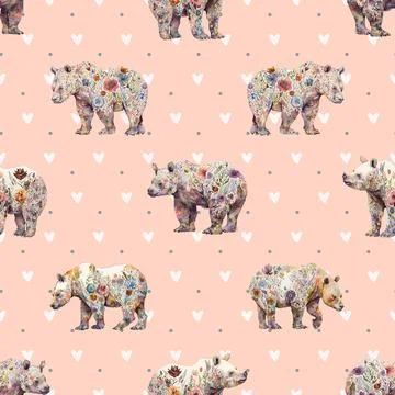 Seamless repeating pattern with cute bears Stock Illustration