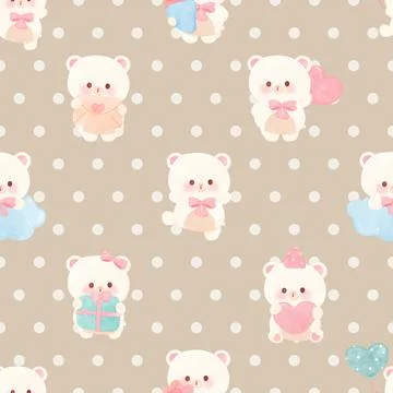 Seamless repeating pattern with cute bears Stock Illustration
