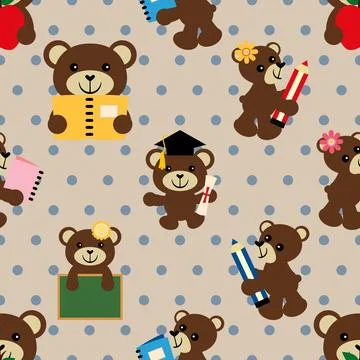 Seamless repeating pattern with cute bears Stock Illustration