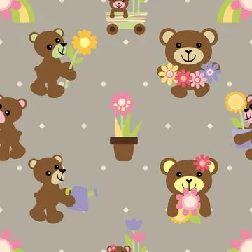 Seamless repeating pattern with cute bears Stock Illustration