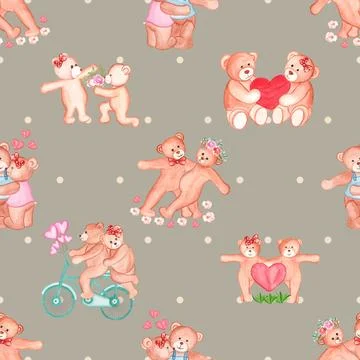 Seamless repeating pattern with cute bears Stock Illustration