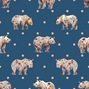 Seamless repeating pattern with cute bears Stock Illustration