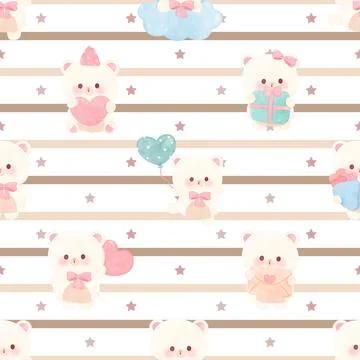 Seamless repeating pattern with cute bears Stock Illustration