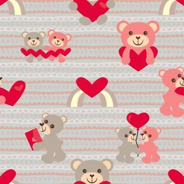 Seamless repeating pattern with cute bears Stock Illustration