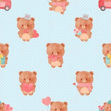 Seamless repeating pattern with cute bears Stock Illustration