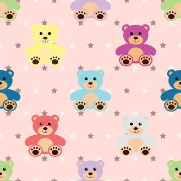 Seamless repeating pattern with cute bears Stock Illustration