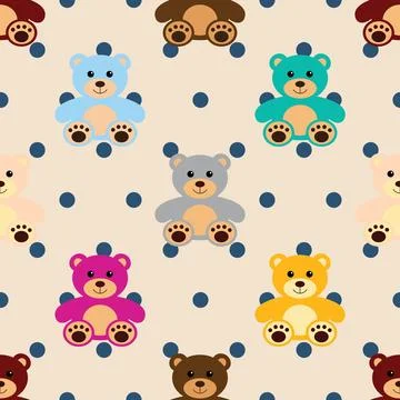 Seamless repeating pattern with cute bears Stock Illustration