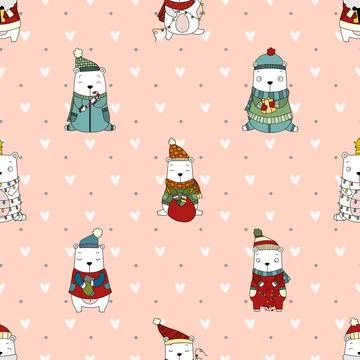 Seamless repeating pattern with cute bears 스톡 일러스트