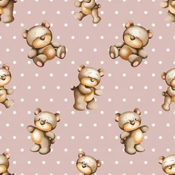 Seamless repeating pattern with cute bears 스톡 일러스트