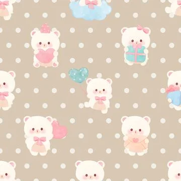 Seamless repeating pattern with cute bears Stock Illustration