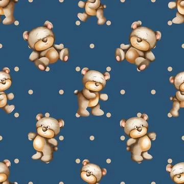 Seamless repeating pattern with cute bears Stock Illustration