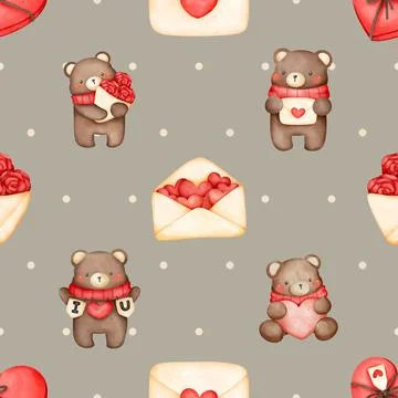 Seamless repeating pattern with cute bears Illustrazione stock