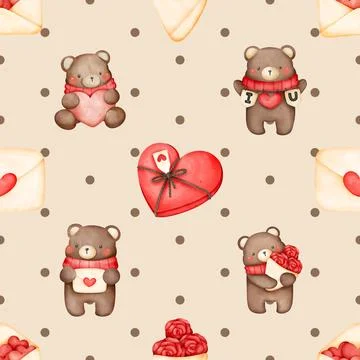 Seamless repeating pattern with cute bears Stock Illustration