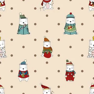 Seamless repeating pattern with cute bears Stock Illustration