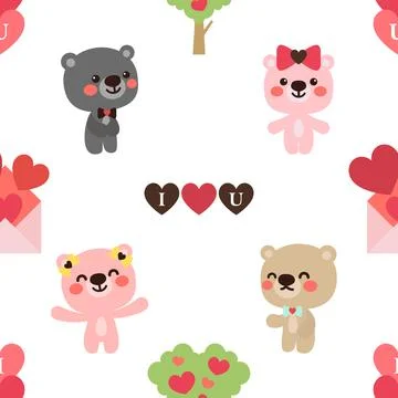 Seamless repeating pattern with cute bears Stock Illustration