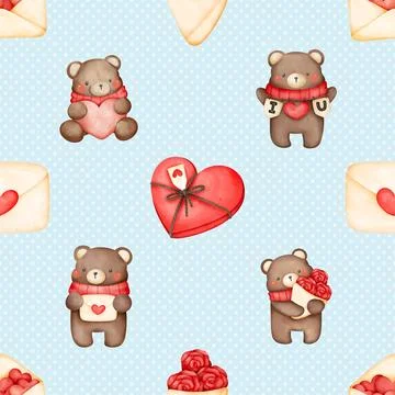 Seamless repeating pattern with cute bears Stock Illustration