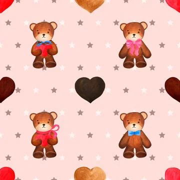 Seamless repeating pattern with cute bears Stock Illustration