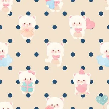 Seamless repeating pattern with cute bears Stock Illustration