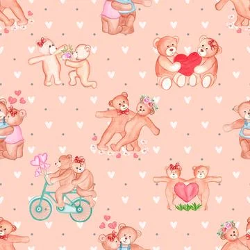 Seamless repeating pattern with cute bears Stock Illustration