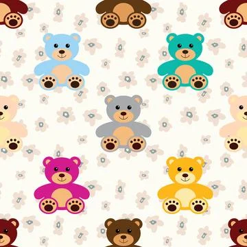 Seamless repeating pattern with cute bears Stock Illustration
