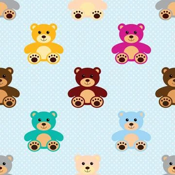 Seamless repeating pattern with cute bears Stock Illustration