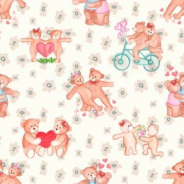 Seamless repeating pattern with cute bears Stock Illustration