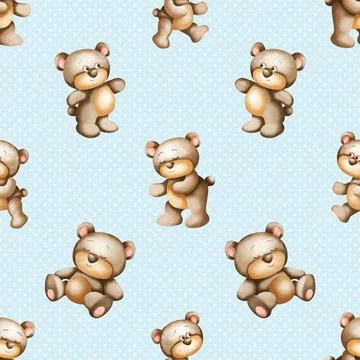 Seamless repeating pattern with cute bears Stock Illustration