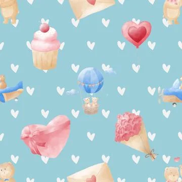 Seamless repeating pattern with cute bears Stock Illustration