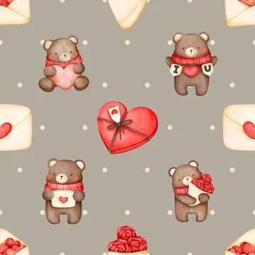 Seamless repeating pattern with cute bears Stock Illustration