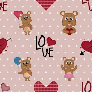 Seamless repeating pattern with cute bears Stock Illustration
