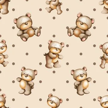 Seamless repeating pattern with cute bears Stock Illustration