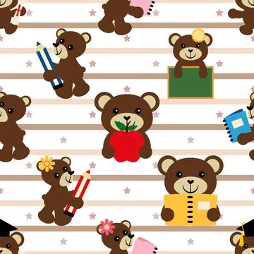 Seamless repeating pattern with cute bears Illustrazione stock