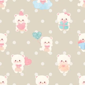 Seamless repeating pattern with cute bears Stock Illustration