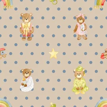 Seamless repeating pattern with cute bears Stock Illustration