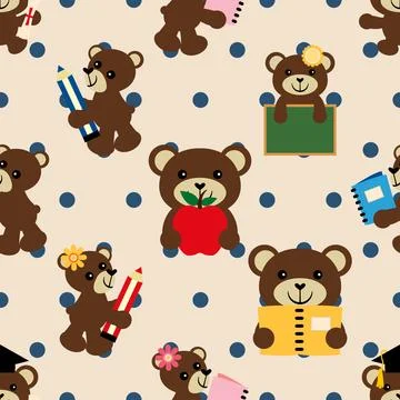 Seamless repeating pattern with cute bears Stock Illustration